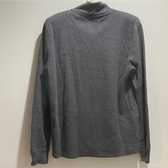 🍀LUCKY BRAND Men’s Gray FRENCH RIB MOCK NECK Pullover Polo Shirt Long Slv Sz M - Picture 3 of 10